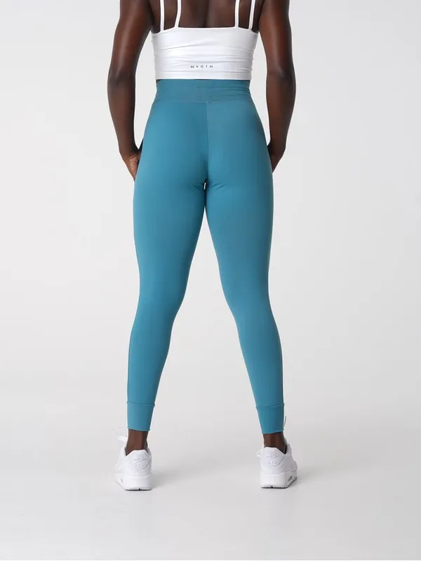 NVGTN High Waisted Form Fitting Cuffed Performance Wear Joggers Blue Size Large - Image 9
