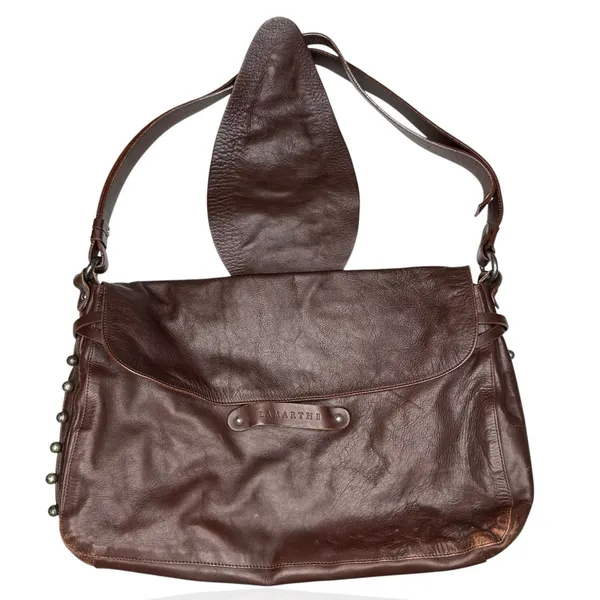 Lamarthe Paris Soft Leather Bag Brown Slouchy Hobo Studded Y2K‎ Made In Romania - Image 3