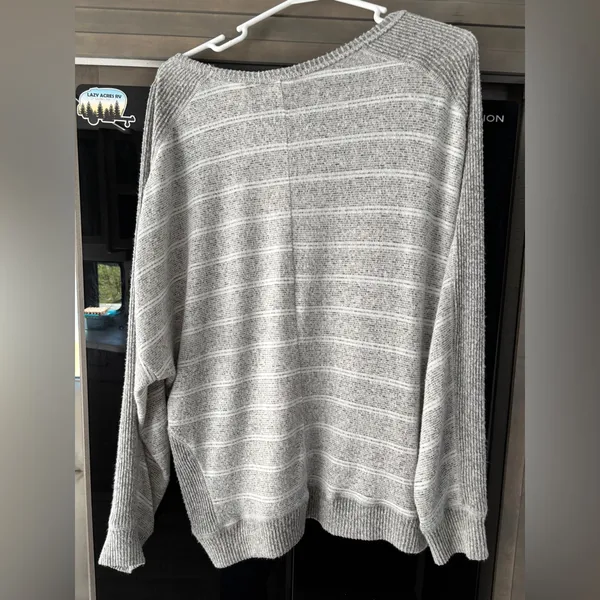 Daytrip Heather Gray Striped Sweater - Image 2