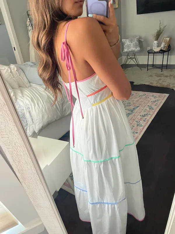 Entro white dress with rainbow detail - Image 4