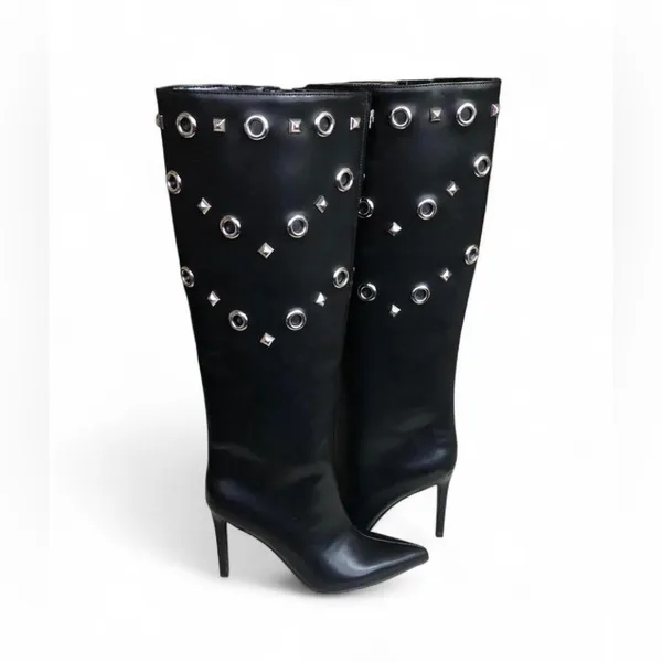 I.N.C. International Concepts Women's Black Saiqa Grommet Knee High Boots 6M - Image 5