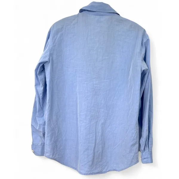 J Jill | XS |Button Up Down Shirt Top Blouse Chambray Blue Pocket Detail Women's - Image 3
