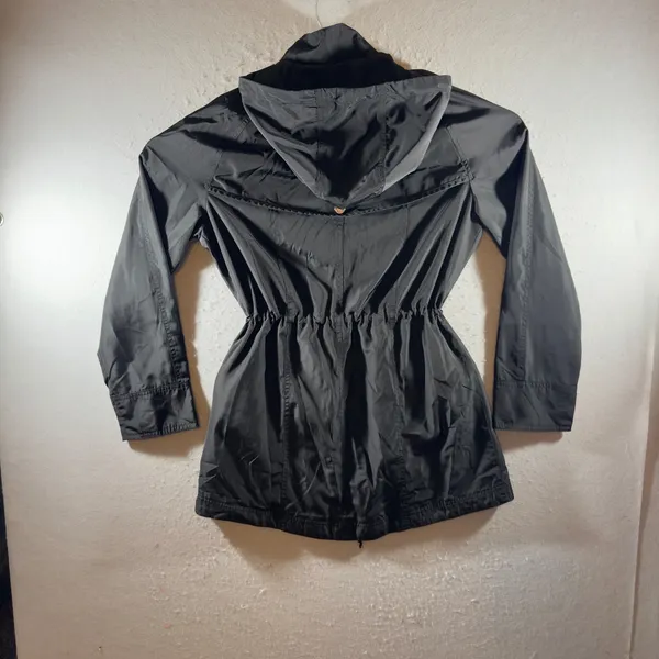 1545 | Michael‎ Kors Hooded Anorak Rain Jacket Gold Hardware Black Womens S - Image 2