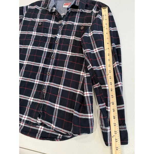 Wrangler Flannel Top Womens Medium Plaid Western Country 100% Cotton Travel - Image 6