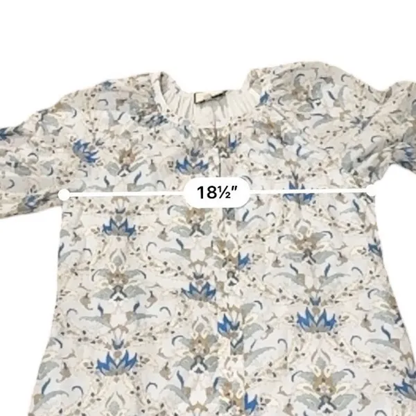 Tuckernuck Dress Womens M Blue White Floral Cotton Puff Sleeve Tiered Midi - Image 8