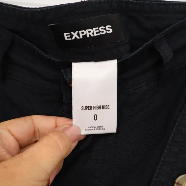 Express Black Super High Rise Lyocell Cargo Tapered Pants Size 0 Utility Pants - Image 2