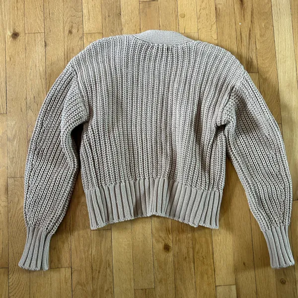 New Pistola cotton knit Mallory Curved Sleeve Cardigan, sable tan cropped small - Image 7
