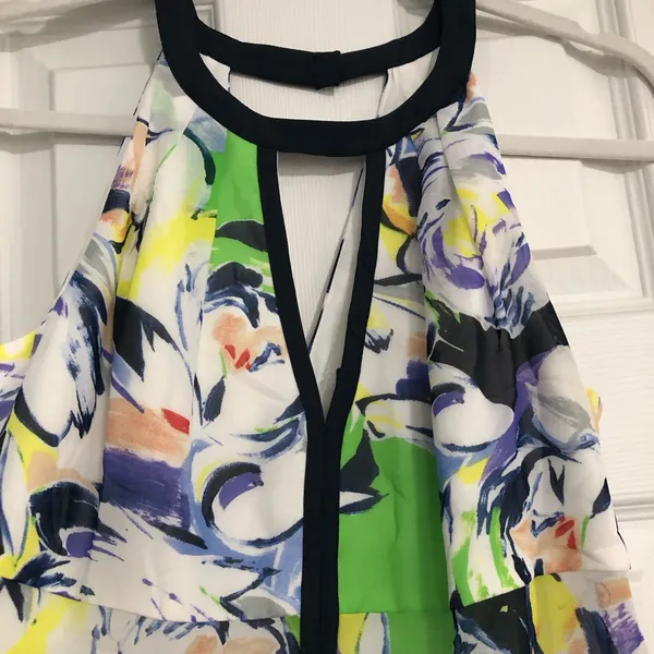 Adrianna papell‎ Blue floral fit flare dress women’s size 6 Vacation travel - Image 9