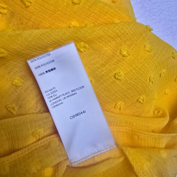Anthropologie NWT 36R Haida Peasant Top Ruffled Swiss‎ Dot Blouse Mango Yellow M - Image 8