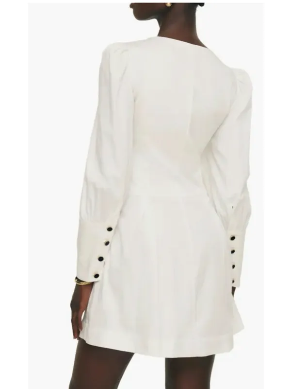 Reformation Lovisa Long Sleeve Mini Dress 6 White Button Down Feminine City Chic - Image 3