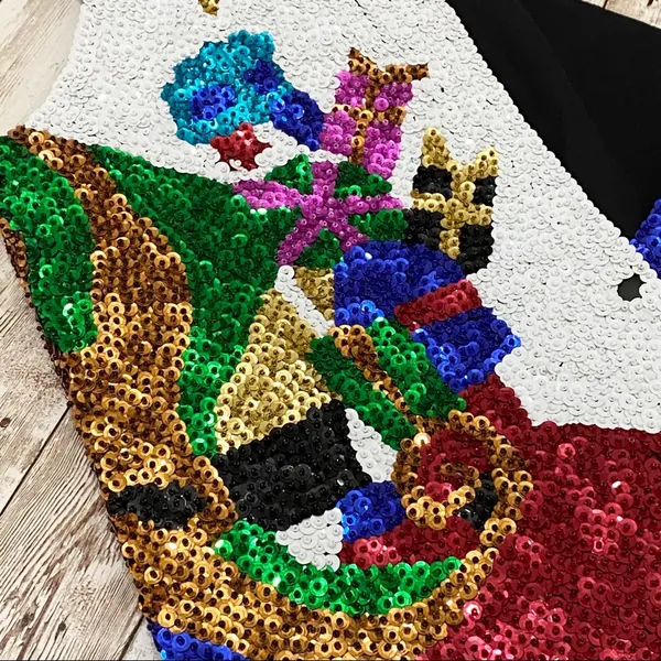 Vintage 80’s Beaded Sequin Christmas Vest L Size L - Image 11