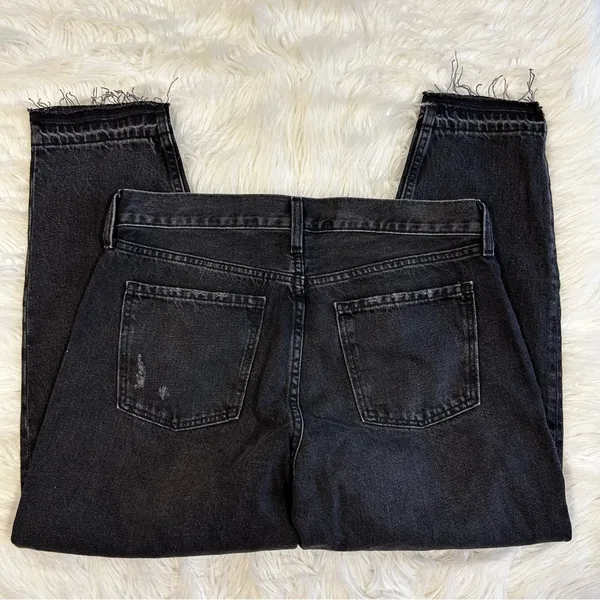 Old Navy High-Rise Slouchy Taper Jeans Womens 10 Washed Black Distressed Denim‎ - Image 4