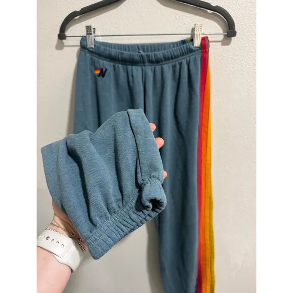 Aviator Nation S 5 Stripe Jogger Sweatpants in Blue - Image 5