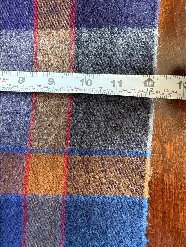 Colorful Plaid Wool Blend Scarf with Fringe - Image 6
