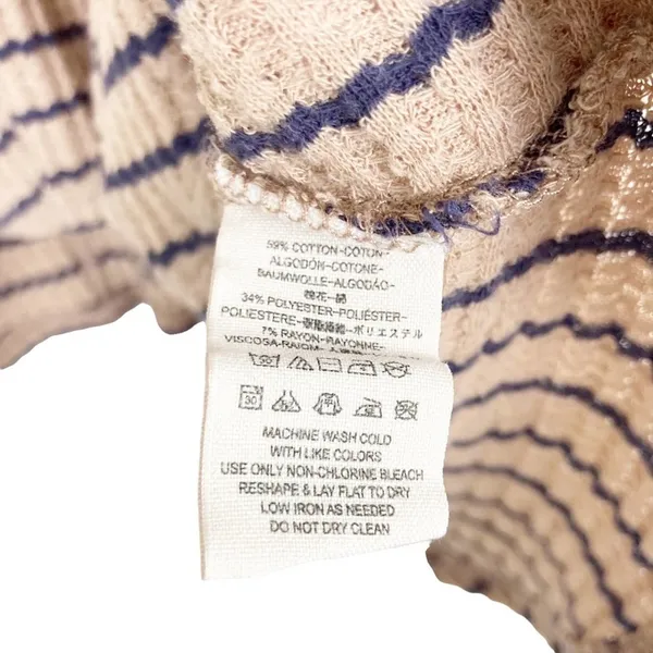 Free People We The Free Tan Striped Raw Hem Ruffle Hem Shirt Sz L - Image 3