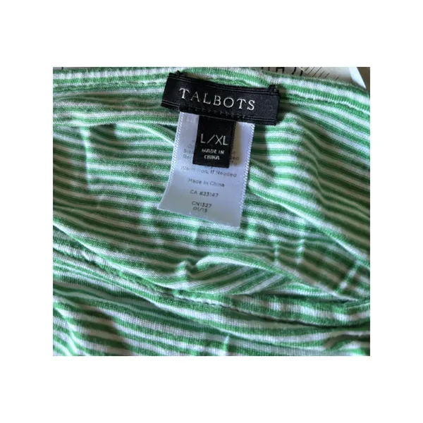 Talbots Womens Green White Striped‎ Knit Poncho L/XL - Image 5