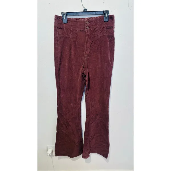 FREE PEOPLE We the Free Brown Jadye Corduroy High Rise Flare Pants sz 31 - Image 2