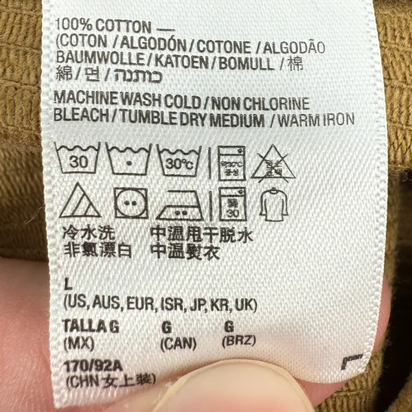 American Apparel Button Front‎ Corduroy Mini Skirt Camel Tan Women L USA Made - Image 4