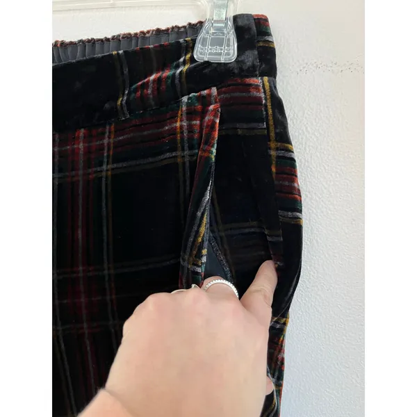 J.Crew Tartan Plaid Velvet Ankle‎ Pants Holiday Career Size 4 - Image 7