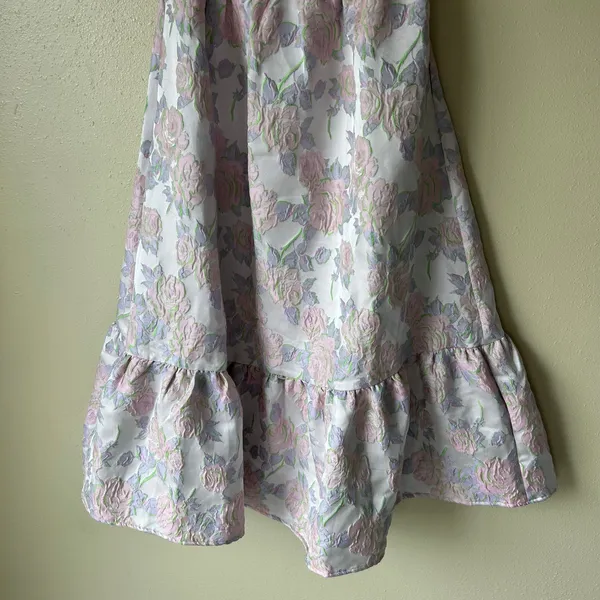 B. Right Coquette Pink Floral Lily Strapless Midi Dress Size Small - Image 4