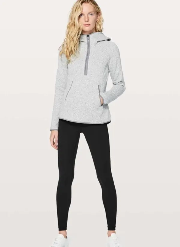 Lululemon Fleece & Thank You Pullover Heathered White / Battleship 6 - Image 8