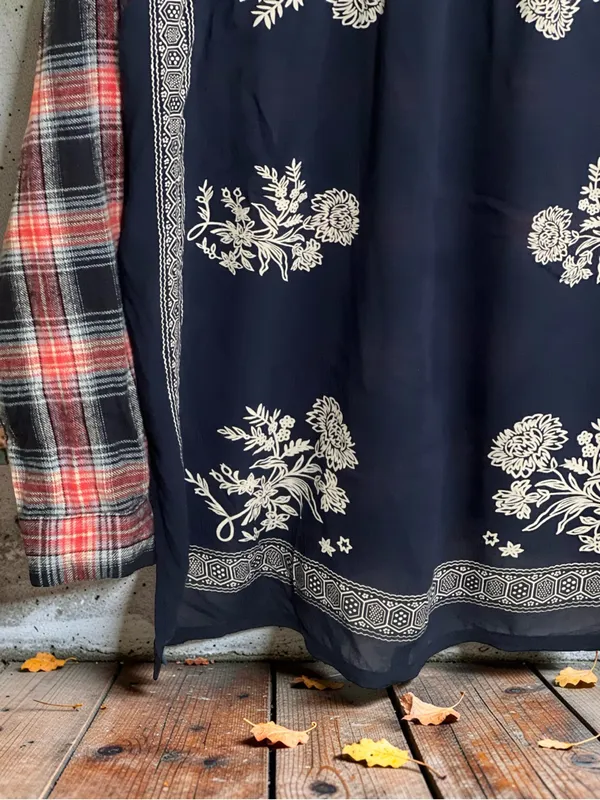Free People Behind The Flannel Plaid & Floral Bandana Mixed Media Button Down - Image 11