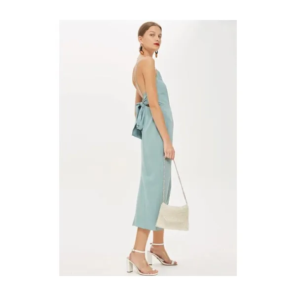 Topshop Mint Green Tie Back Slip Midi Dress 8‎ - Image 2