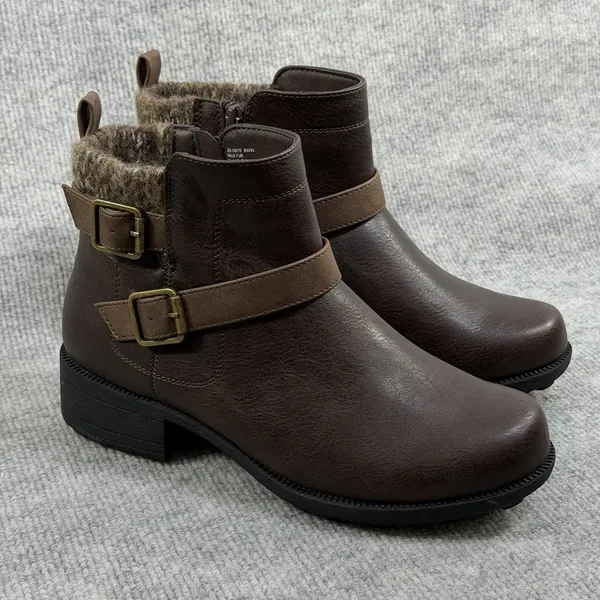 Easy Street Size-8WW Women's Kourt Slip Resistant Ankle Boots Brown - Image 10