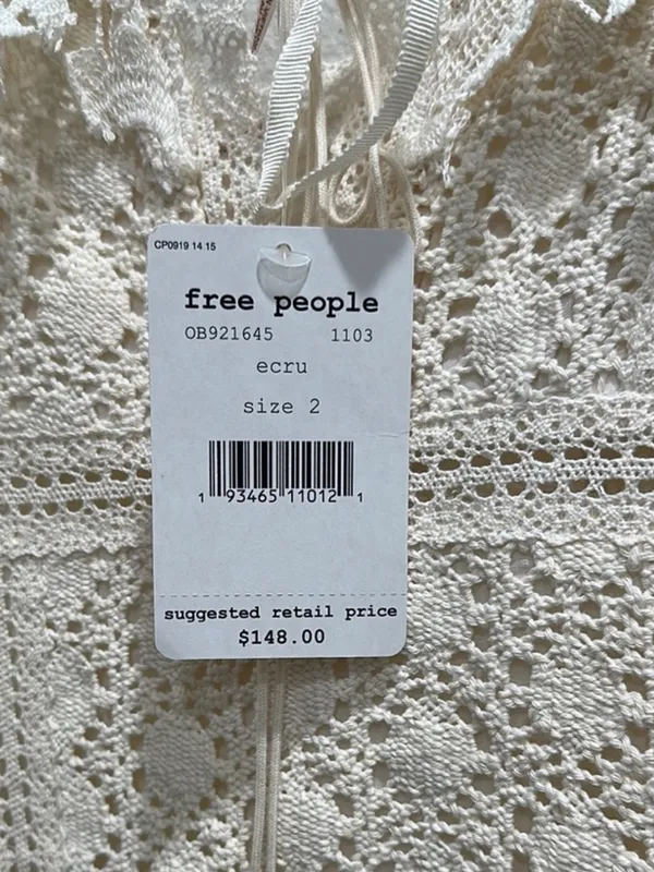 Free People White Crochet Tie-Front Mini Dress Size 2 - Image 5
