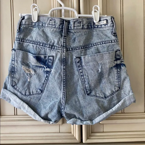 Brandy Melville Blue Distressed Denim Jean Shorts - Image 2