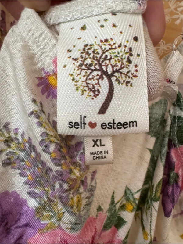Linen Blend Self Esteem Floral V-neck Lace-Trim Cami size XL - Image 6