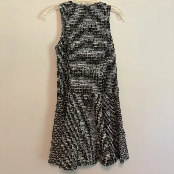 Potter's Pot Small Sleeveless Zipper Front Black White Tweed Knit Dress Workwear - Image 6