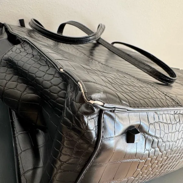 BEIS Large Work Tote Black Crocodile 14.5” x 11” Vegan Leather Zip Closure - Image 10