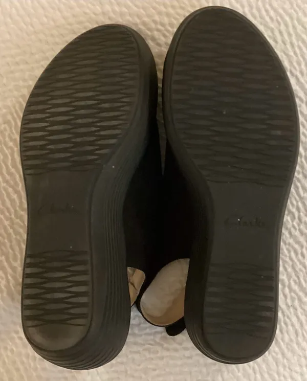 Clarks Collection Jillian Pearl Black Peep Toe Slingback Wedge Sandals Size 9 - Image 5