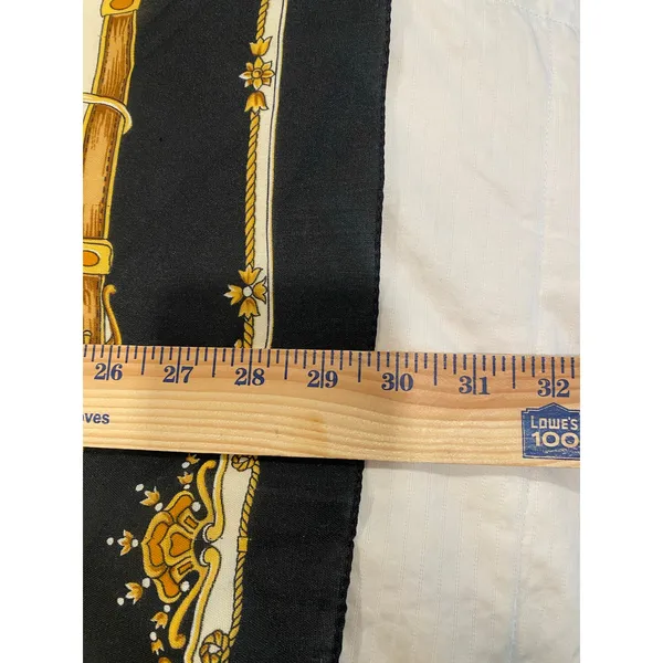Vintage Unbranded All-Over Print Renaissance Scarf Black & Cream Regency - Image 4
