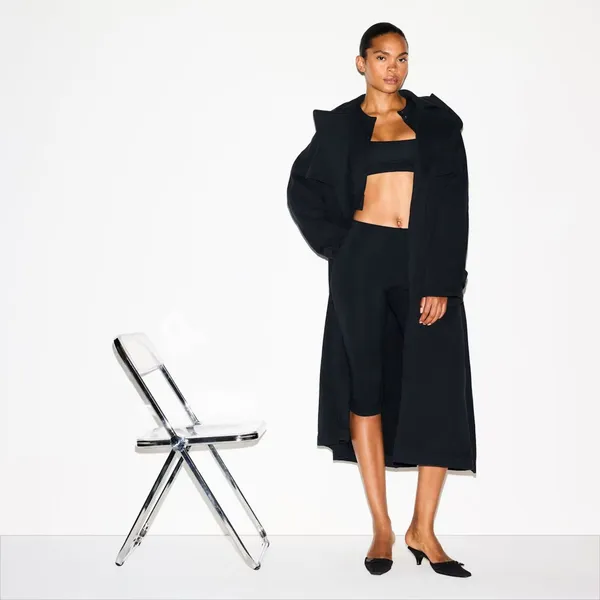 SKIMS NWT Boyfriend Fleece Oversized Trench Coat - Onyx XS - Image 3