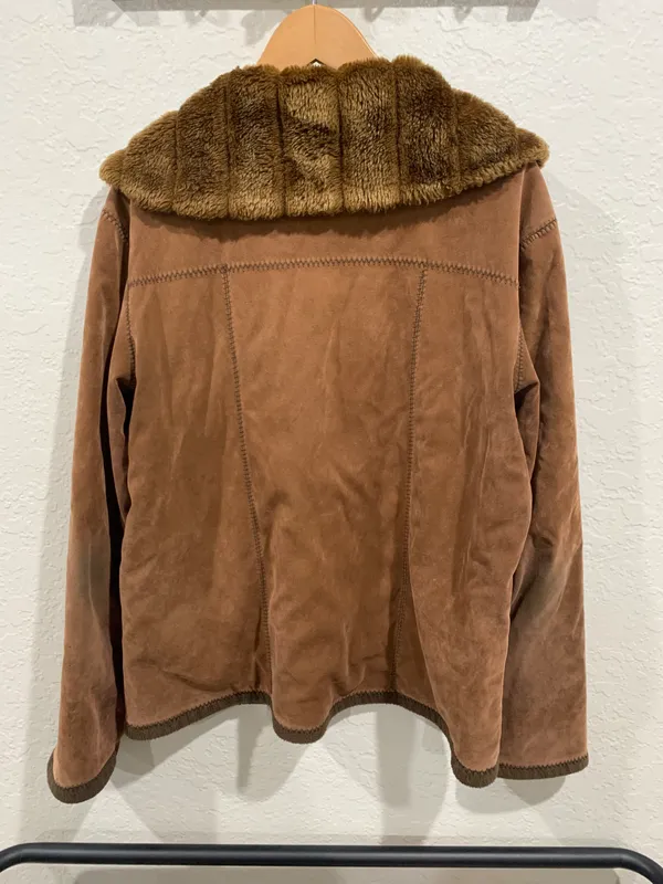 Brown Fleece Lined Coat Size M - Image 3