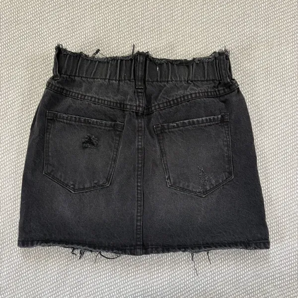 Vervet Black Distressed Ripped Grunge Denim Cotton Mini Jean Skirt Sz Xs - Image 2