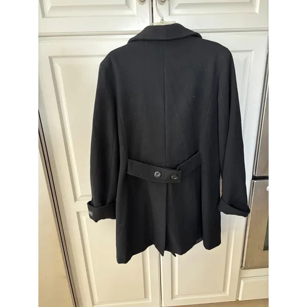 Donnybrook Black 100%‎ Wool Pea Coat Double Breasted Mid Length Jacket Womens 14 - Image 3