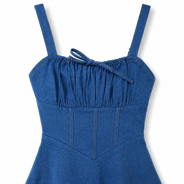 NEW Lulus Considered Charisma Blue Chambray Bustier Corset Style Mini Dress XS - Image 6