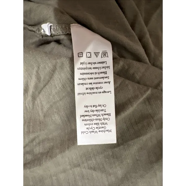Left Of Center Olive Green Tunic T Shirt V Neck Round Raw Hem Cotton USA Boho - Image 6