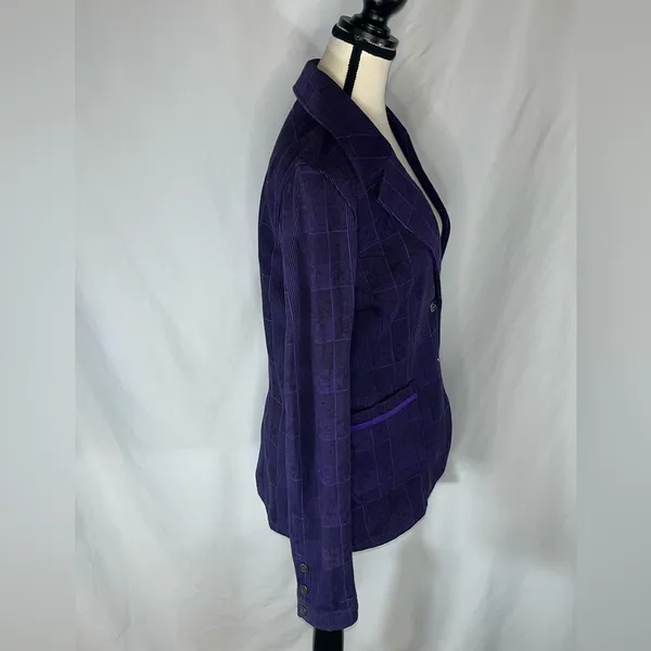 Smartthreads 1=1 Kansas State Wildcats Purple Plaid Knit Women’s Blazer Jacket - Image 8