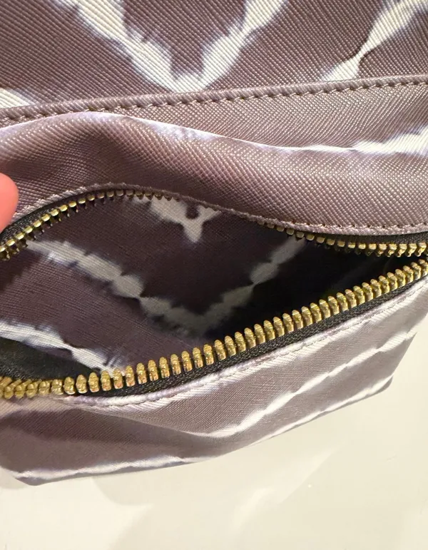 Grey Women’s Mini Backpack Mini Bag Wavy Stripes Black EUC Purple - Image 4