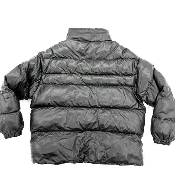 Men Faux Leather Bomber Jacket Quilted Coat Puffer Jacket Padded Jacket Winter Lined - Image 5