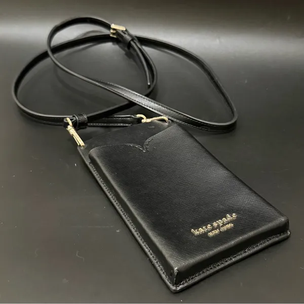 KATE SPADE NY Spencer Black Saffiano Leather Crossbody Phone Case - Image 3