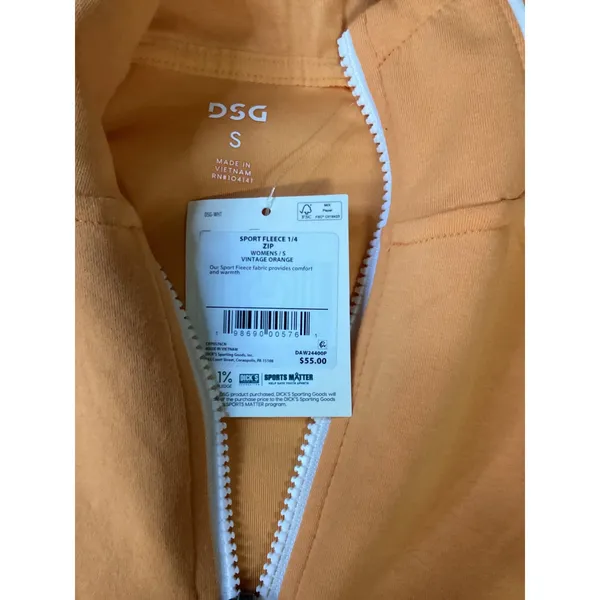 DSG Womens Sport‎ Fleece 1/4 Zip Hoodie Vintage Orange DAW24400P Small NWT - Image 3