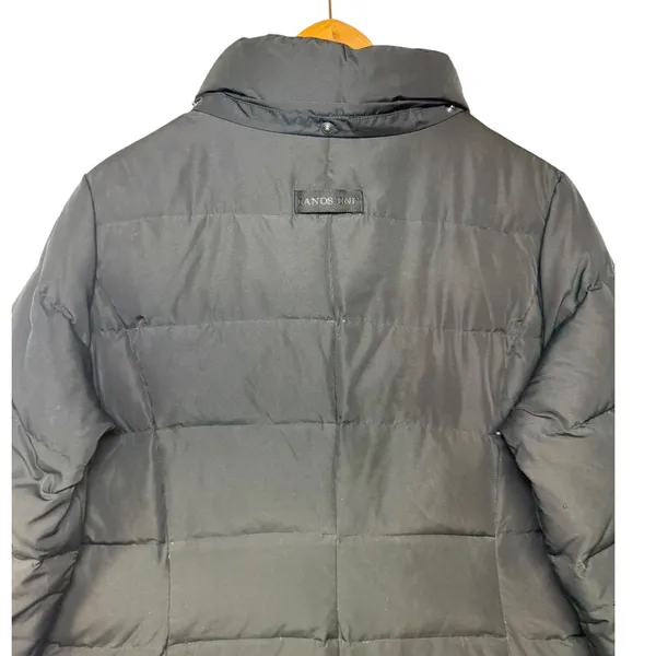 Lands End‎ Black Down Puffer Coat Womens Medium 10-12 Quilted Long Winter Jacket - Image 9