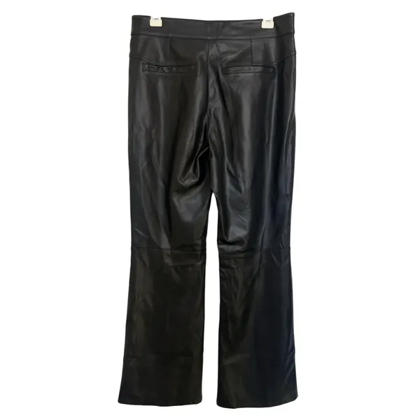 Free People We The Free Black Uptown High Rise Faux Leather Flare Pants 8 - Image 3