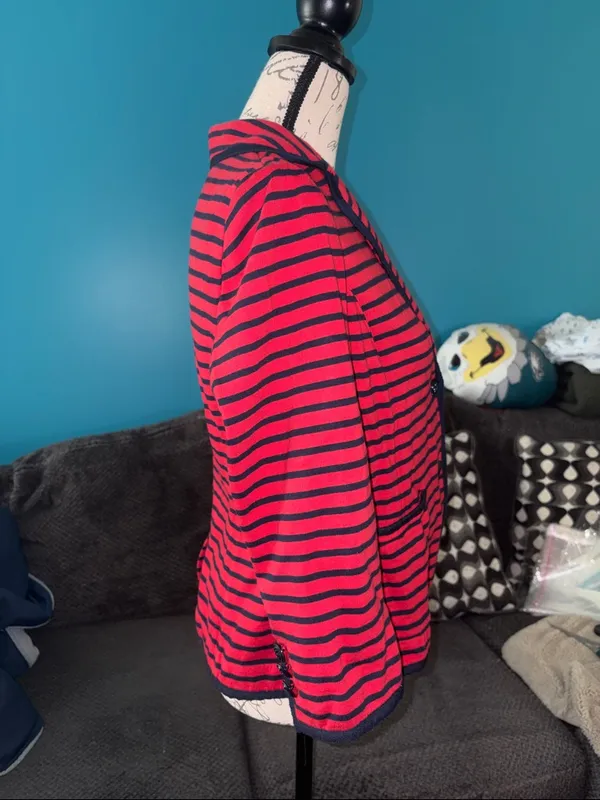 Talbots Vintage Nautical-style Striped Knit Blazer, Medium - Image 3