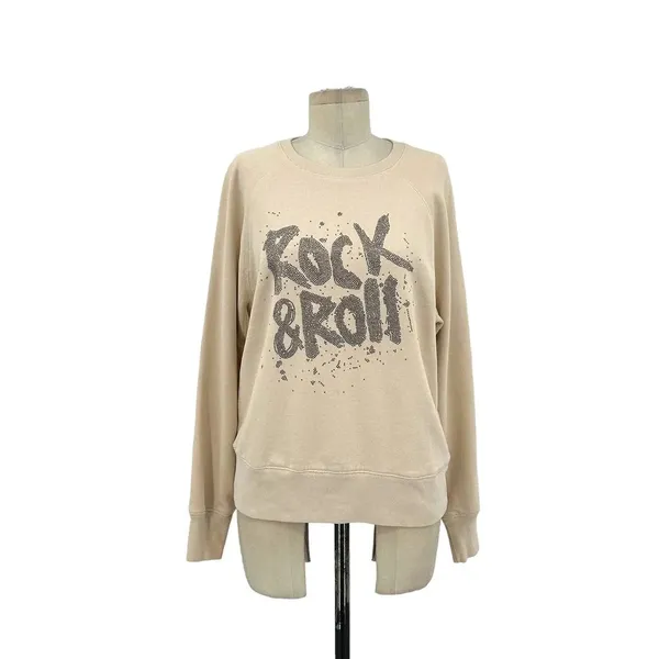 Zadig & Voltaire Top Upper Rock and Roll Strass‎ Pullover Sweatshirt Cream Small - Image 3